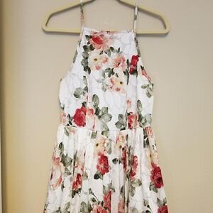 Bailey Blue Floral Lace Dress L Zip Back